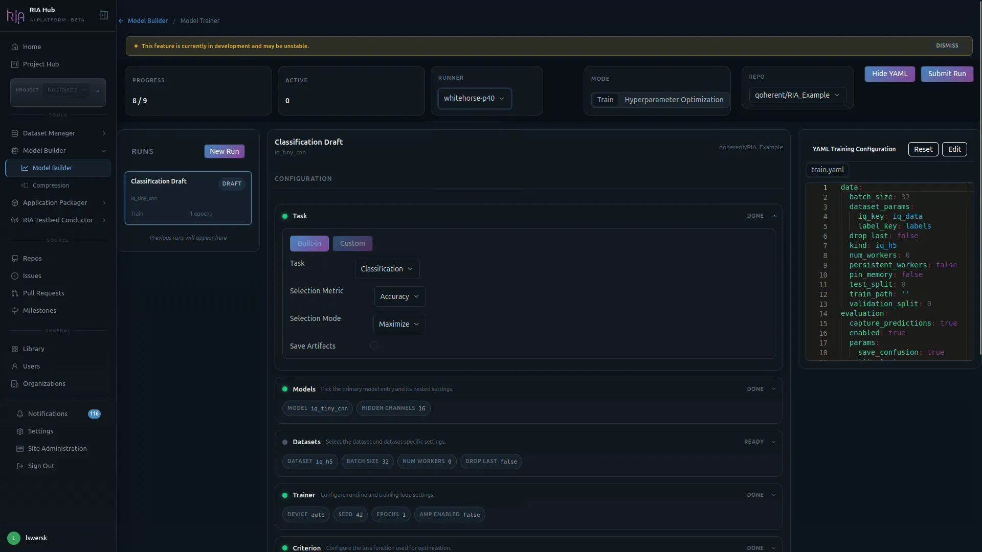 Task section