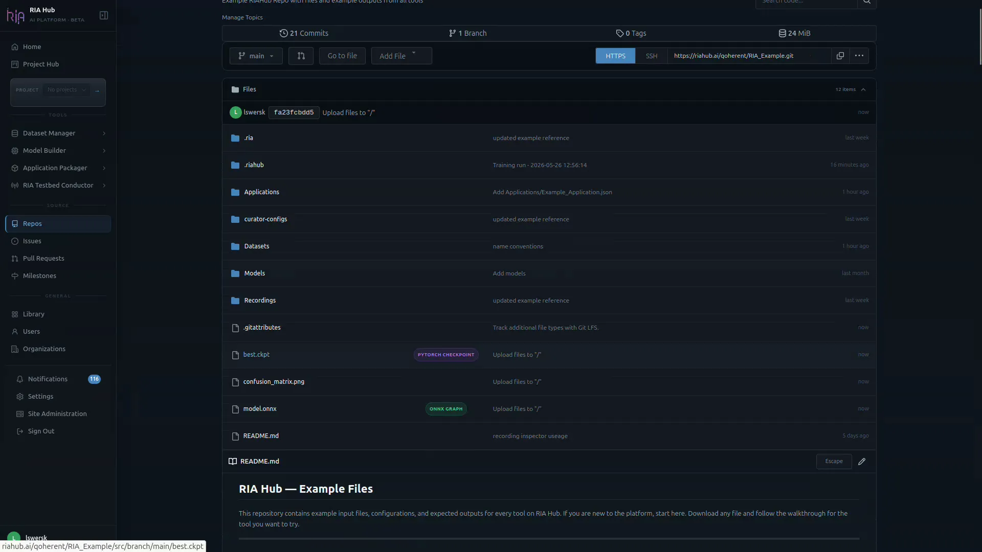 Repository with model artifacts